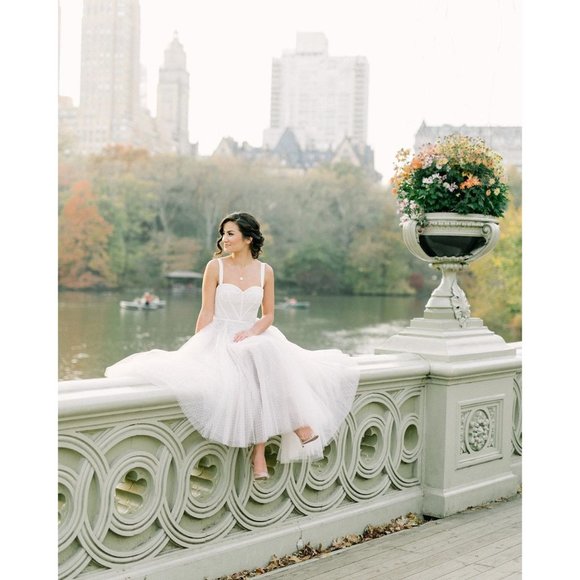 BHLDN Watters Lynette Wedding Gown tea length Size 10 NEW - Picture 6 of 11